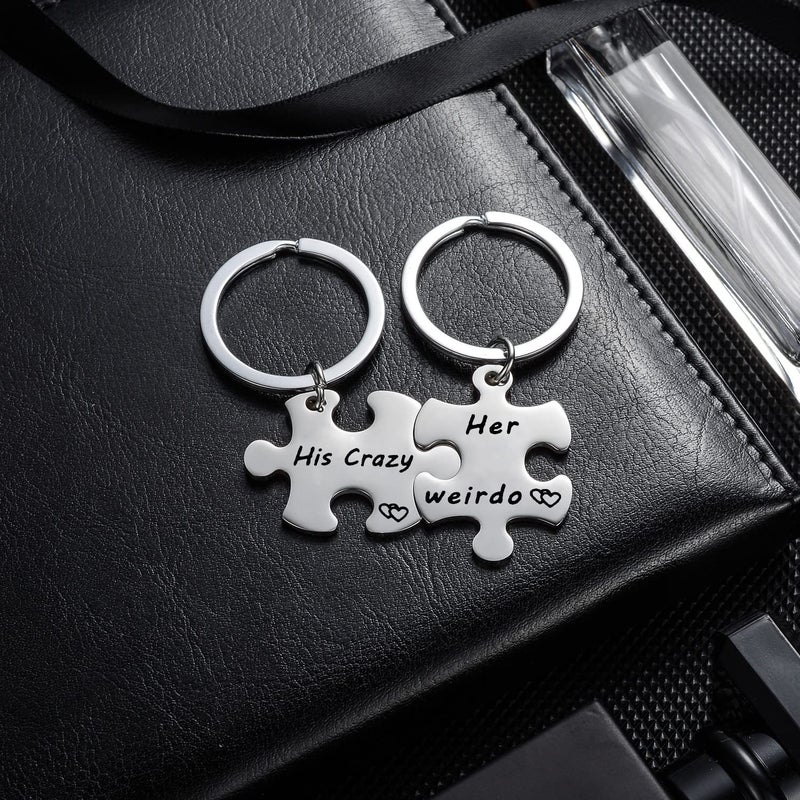 YEEQIN 2PCs His Crazy Her Weirdo Couples Keychains Set, Personalized Couples Jewelry, Gift for Boyfriend Girlfriend Lovers - Image 3